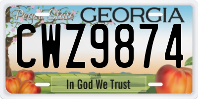 GA license plate CWZ9874