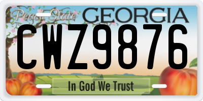 GA license plate CWZ9876