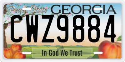 GA license plate CWZ9884