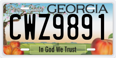 GA license plate CWZ9891