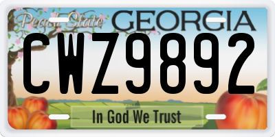 GA license plate CWZ9892