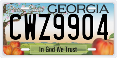 GA license plate CWZ9904