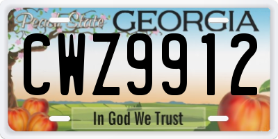 GA license plate CWZ9912