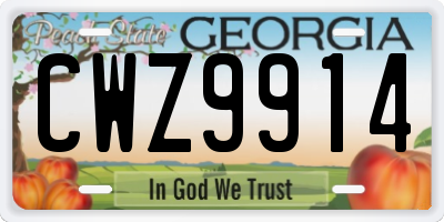 GA license plate CWZ9914