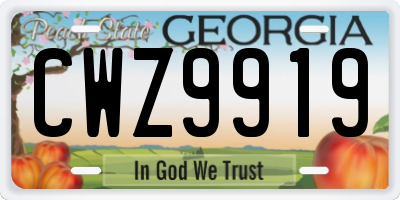 GA license plate CWZ9919