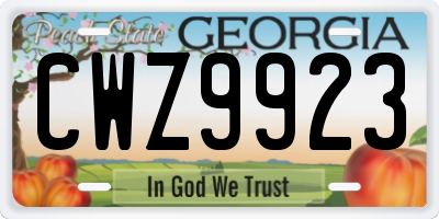 GA license plate CWZ9923