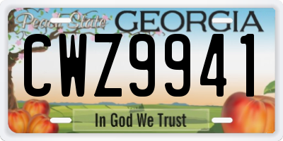 GA license plate CWZ9941