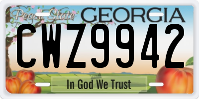 GA license plate CWZ9942
