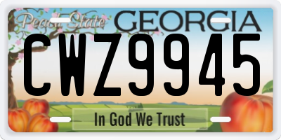 GA license plate CWZ9945