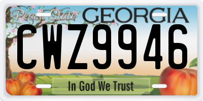 GA license plate CWZ9946