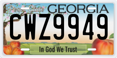 GA license plate CWZ9949