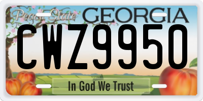 GA license plate CWZ9950