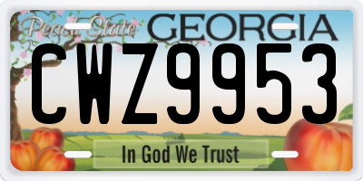 GA license plate CWZ9953