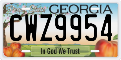 GA license plate CWZ9954