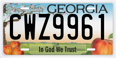 GA license plate CWZ9961