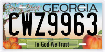 GA license plate CWZ9963