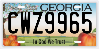 GA license plate CWZ9965