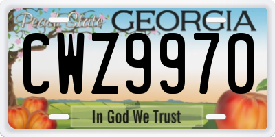 GA license plate CWZ9970