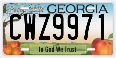 GA license plate CWZ9971