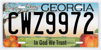 GA license plate CWZ9972
