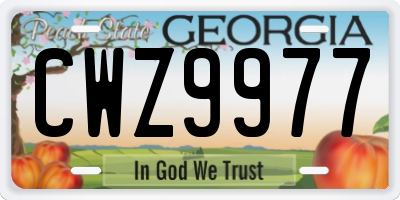 GA license plate CWZ9977
