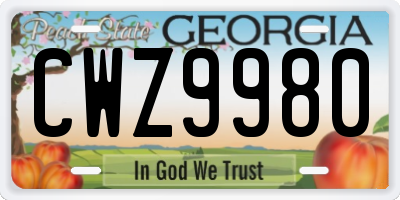 GA license plate CWZ9980