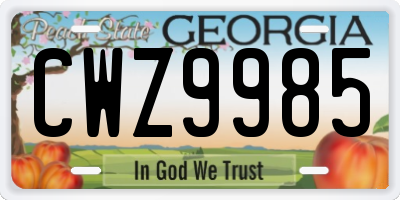 GA license plate CWZ9985