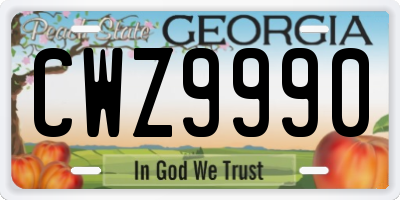 GA license plate CWZ9990