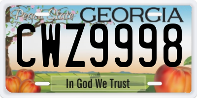 GA license plate CWZ9998