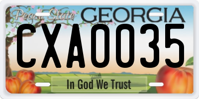 GA license plate CXA0035