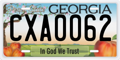 GA license plate CXA0062