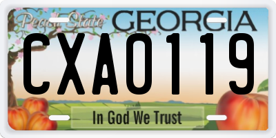 GA license plate CXA0119