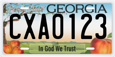 GA license plate CXA0123