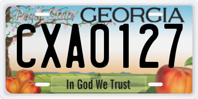 GA license plate CXA0127