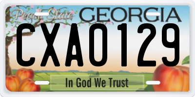 GA license plate CXA0129