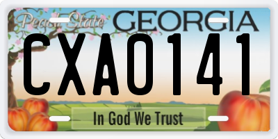 GA license plate CXA0141