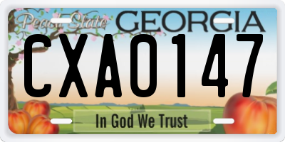 GA license plate CXA0147