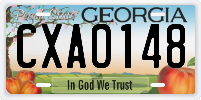 GA license plate CXA0148
