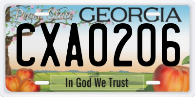 GA license plate CXA0206