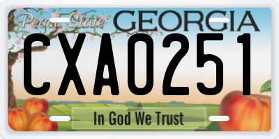GA license plate CXA0251