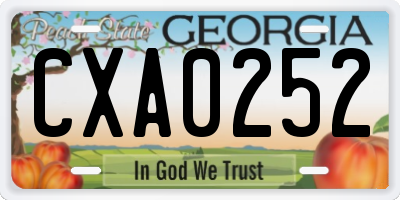 GA license plate CXA0252