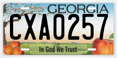 GA license plate CXA0257