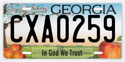 GA license plate CXA0259