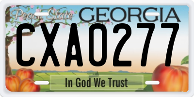 GA license plate CXA0277