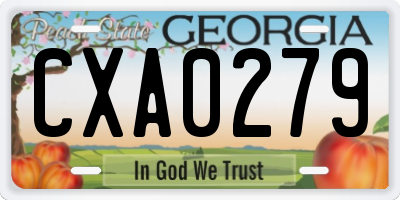 GA license plate CXA0279