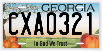 GA license plate CXA0321