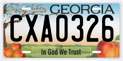 GA license plate CXA0326