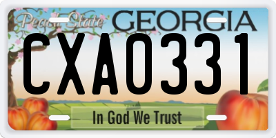 GA license plate CXA0331