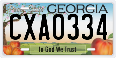 GA license plate CXA0334