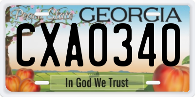 GA license plate CXA0340